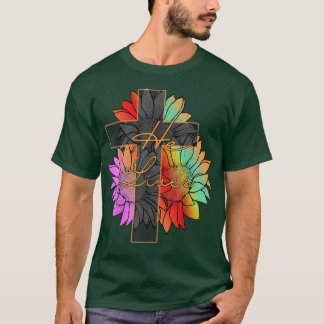 Camiseta La Colorida Cruz De La Fe Del Girasol Vive A Jesús