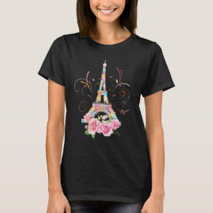 Camiseta La colorida Torre Eiffel de París en Francia