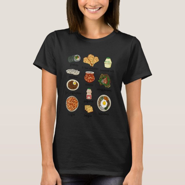 Camiseta La comida coreana Kimchi Bibimbap ama la comida (Anverso)