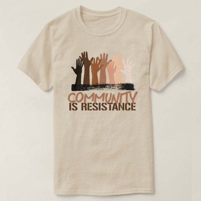 Camiseta La comunidad anti-racismo es resistencia (Diseño del anverso)