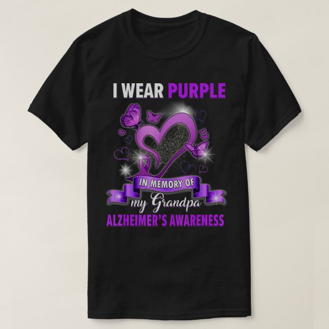 Camiseta La conciencia de Alzheimer que llevo púrpura en me (Diseño del anverso)
