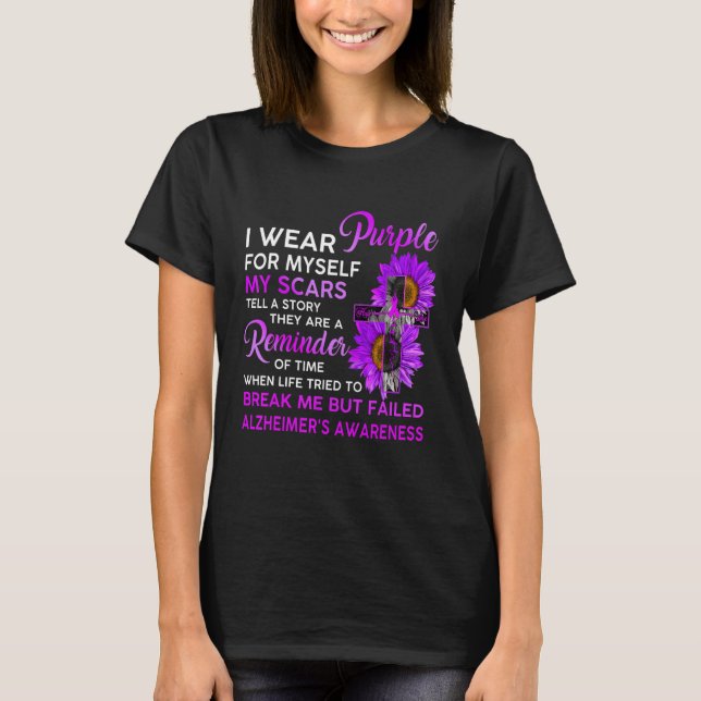 Camiseta La conciencia de Alzheimer que uso morado para mí  (Anverso)