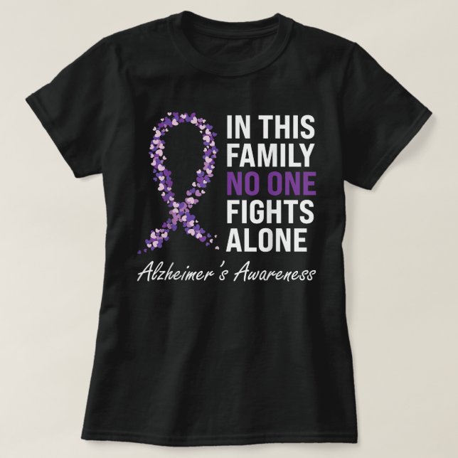Camiseta La conciencia de Alzheimer sobre la cinta morada d (Diseño del anverso)