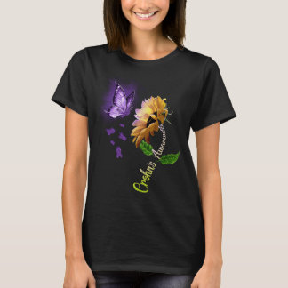 Camiseta La conciencia de Crohn sobre el girasol mariposa