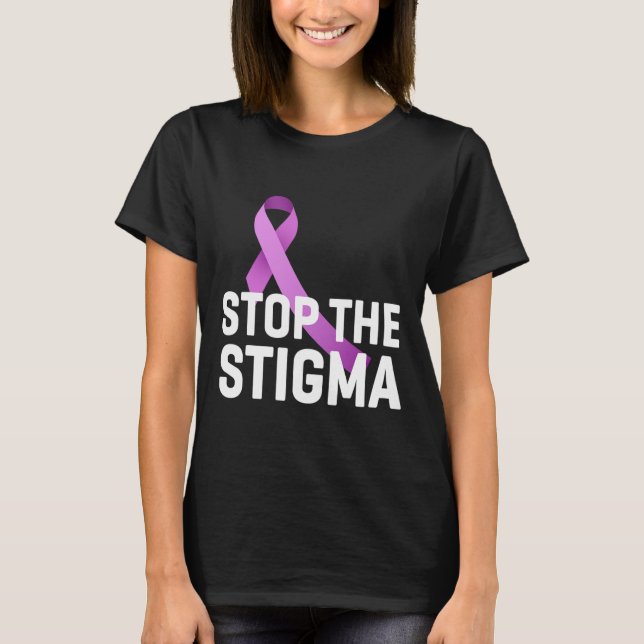 Camiseta La conciencia de la cinta morada sobre la adicción (Anverso)