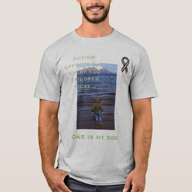 Camiseta ¡La conciencia del autismo, 1 en 150… ayuda por (Anverso)