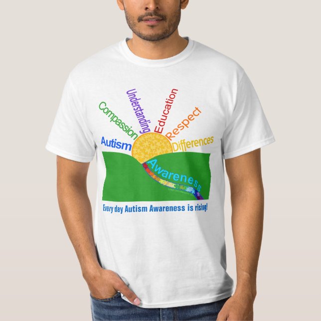 Camiseta La conciencia del autismo es diseño del sol (Anverso)