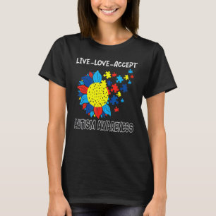Camiseta La Conciencia Sobre El Autismo Del Girasol Vive Y