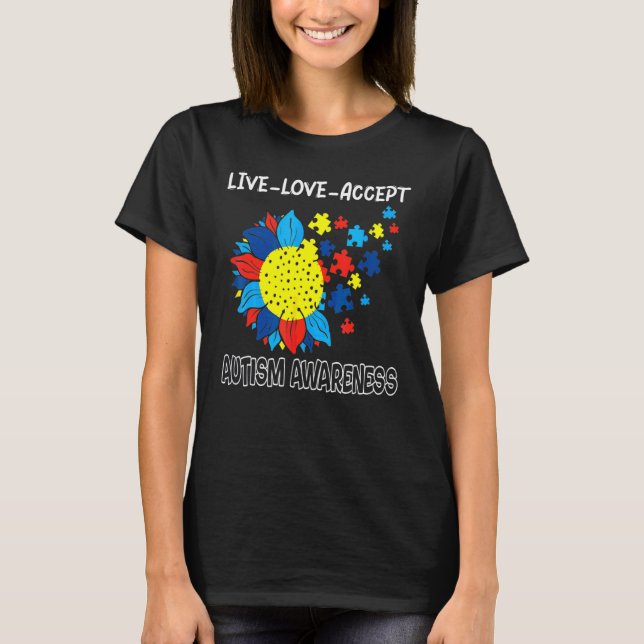 Camiseta La Conciencia Sobre El Autismo Del Girasol Vive Y  (Anverso)