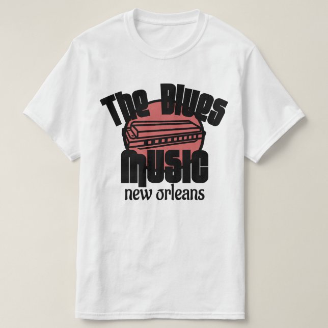 Camiseta La cosecha de Blues Music New Orleans Harmonica (Diseño del anverso)