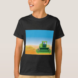 Camiseta La cosechadora siega y cosecha vector de las