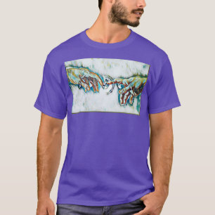 Camiseta La creación de Adam Manos toca la luz del arte uni