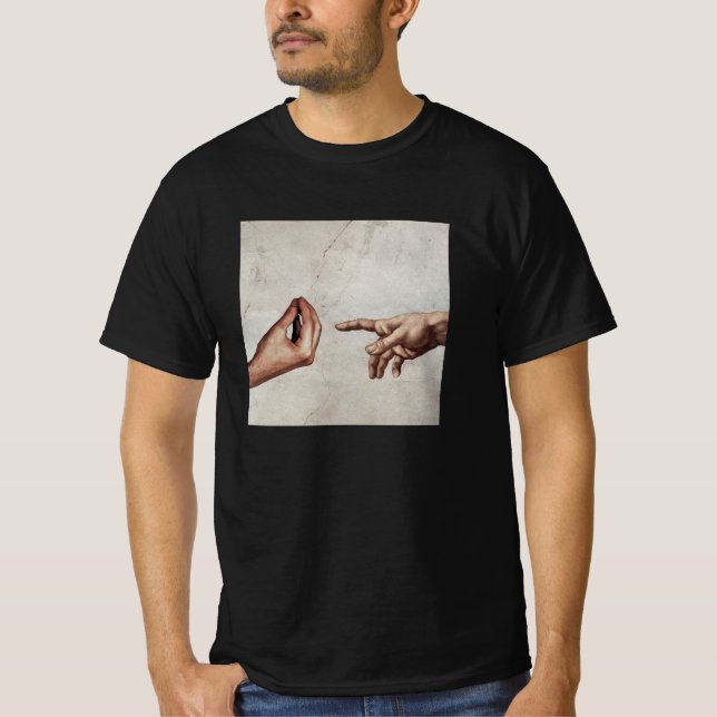 Camiseta La creación de Adam - Miguel Ángel - mano italiana (Anverso)