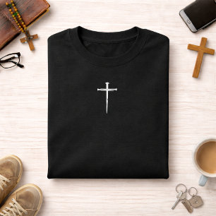 Camiseta La Cruz Cristiana de Tres Clavos Blancos