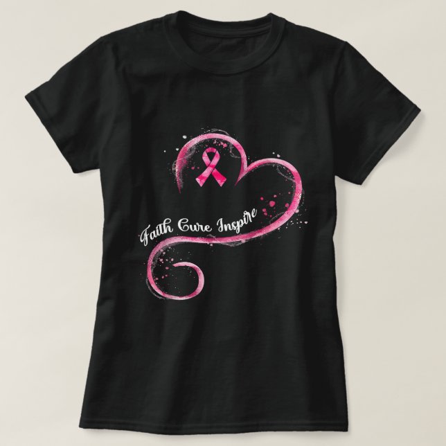 Camiseta La cura de la fe para el cáncer de mama inspira a  (Diseño del anverso)