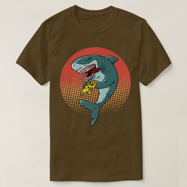 Camiseta La curiosa pizza de tiburones ama a los tiburones  (Diseño del anverso)