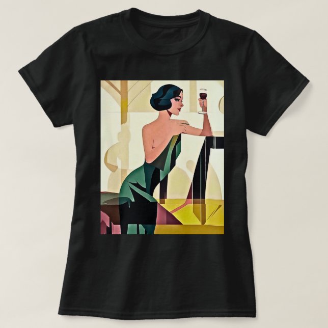 Camiseta La Dama del Deco en el Arte Moderno Verde (Diseño del anverso)