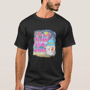 Camiseta La Decoración Del Sol Y De La Playa De La Mano Y D