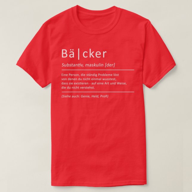 Camiseta La definición de Baker Divertida diciendo la panad (Diseño del anverso)