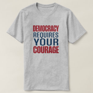 Camiseta La democracia requiere coraje   Azul rojo  