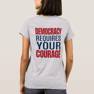 Camiseta La democracia requiere coraje   Azul rojo   Revers
