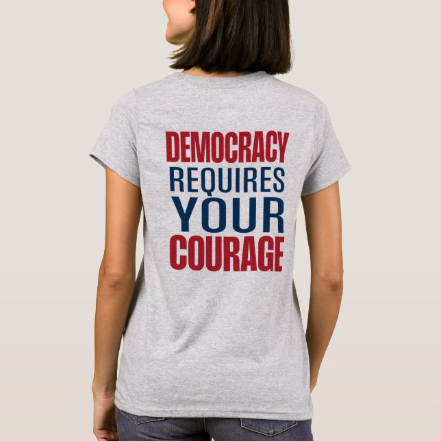 Camiseta La democracia requiere coraje | Azul rojo | Revers (Reverso)
