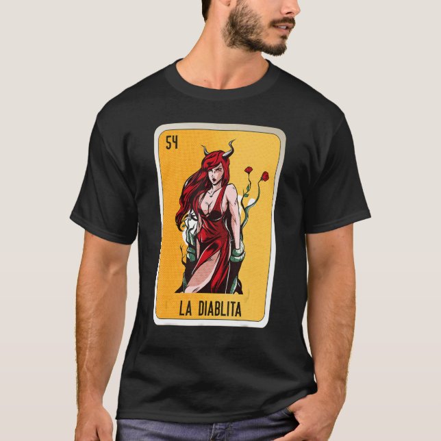 Camiseta La Diablita Cartas de Bingo de Lóloga Mexicana (Anverso)