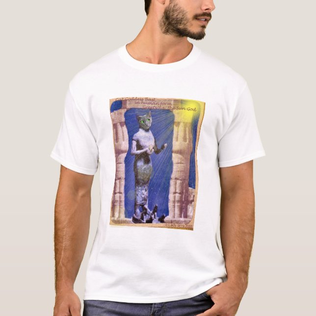Camiseta La diosa del gato egipcio saluda el Ra, dios del (Anverso)