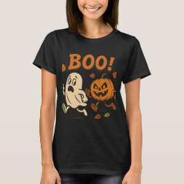Camiseta La divertida calabaza de Halloween persiguiendo al