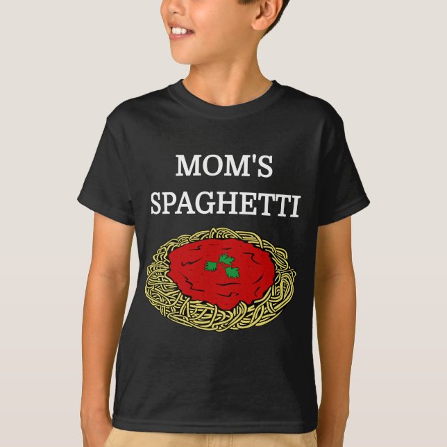 Camiseta La divertida comida de Spaghetti de mamá ama al pa (Anverso)
