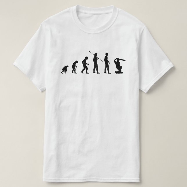 Camiseta La divertida evolución de la batería de cricket de (Diseño del anverso)