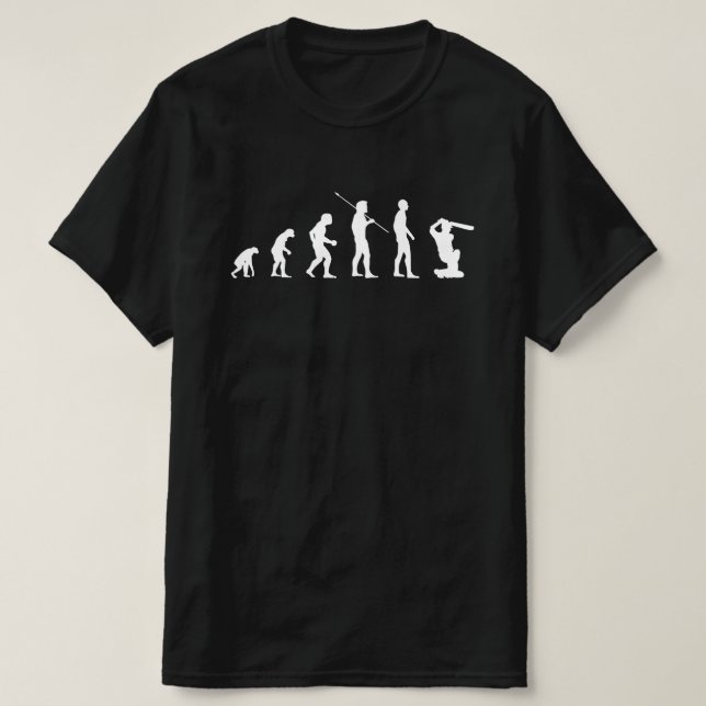 Camiseta La divertida evolución de la batería de críquet en (Diseño del anverso)