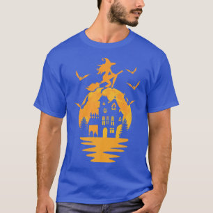 Camiseta La divertida habitación de Halloween Witch Flying 