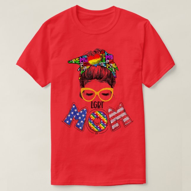 Camiseta La divertida madre LGBT USA desordenada baratija l (Diseño del anverso)