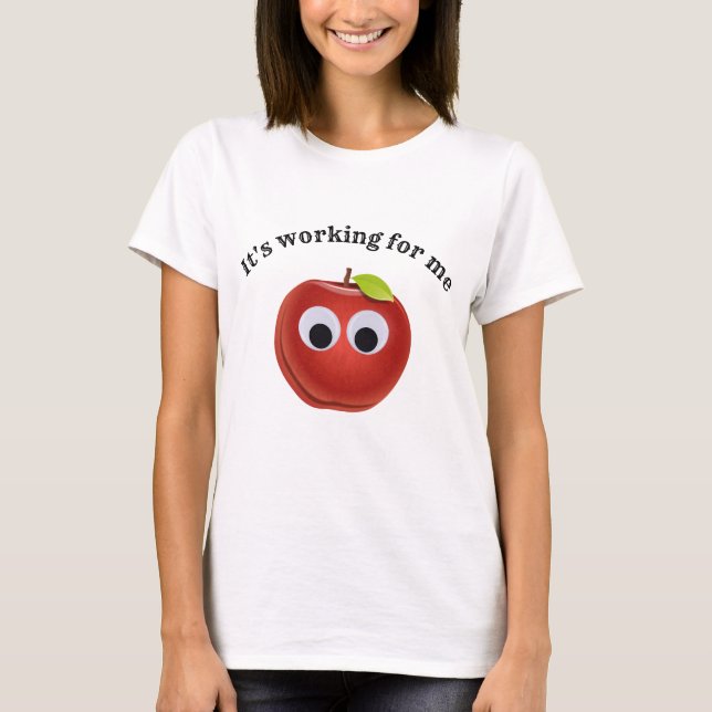 Camiseta La divertida Manzana Roja con los ojos en Google (Anverso)