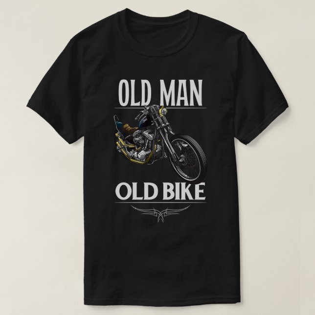 Camiseta La divertida motocicleta de cumpleaños de un viejo (Diseño del anverso)