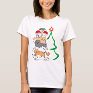 Camiseta La divertida torre de la pila de ChristmasCat, Nav
