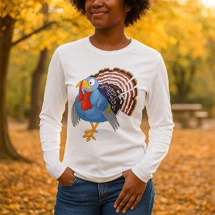 Camiseta La divertida Turquía Personalizado azul con plumas
