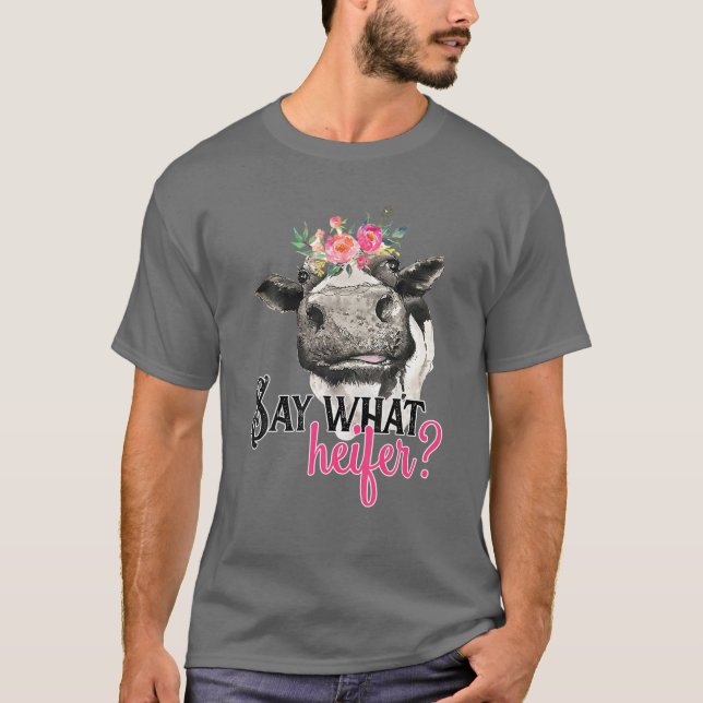 Camiseta La divertida vaca floral Highland dice lo que le e (Anverso)