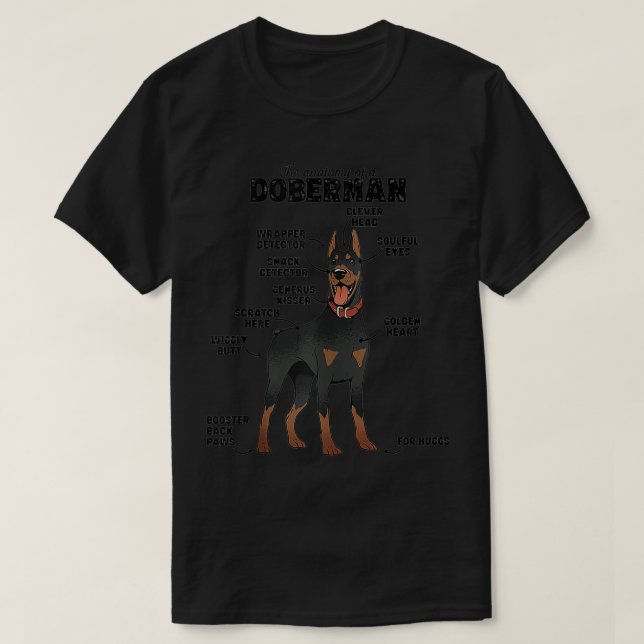 Camiseta La divertidísima anatomía de un doberman (Diseño del anverso)