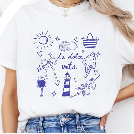 Camiseta La Dolce Vita Azul Coquette Verano Italia