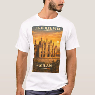 Camiseta La Dolce Vita - Milan Vintage Travel Poster