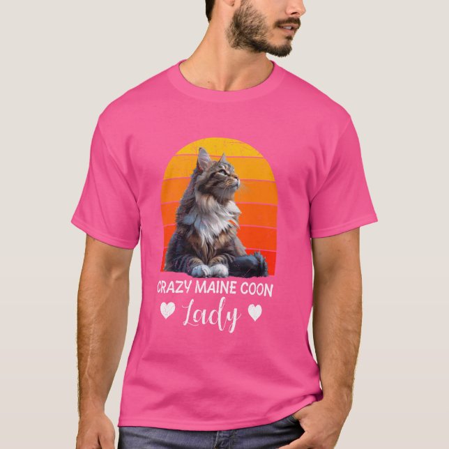 Camiseta La dueña de Maine Coon CRAZY MAINE COON LADY Cat M (Anverso)