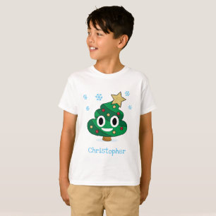 Camiseta La emoji del impulso del árbol de navidad embroma