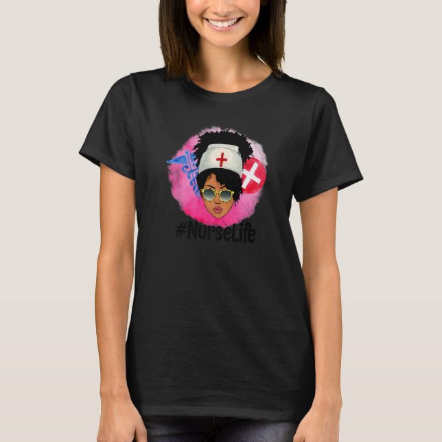 Camiseta La enfermera afroamericana Afro Melanin Reina RN N (Anverso)