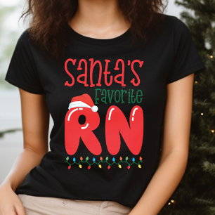 Camiseta La enfermera favorita de Santa RN divertida Navida