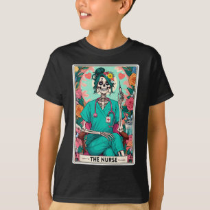 Camiseta La enfermera Tarot Card Funny Skeleton Nurse Witch