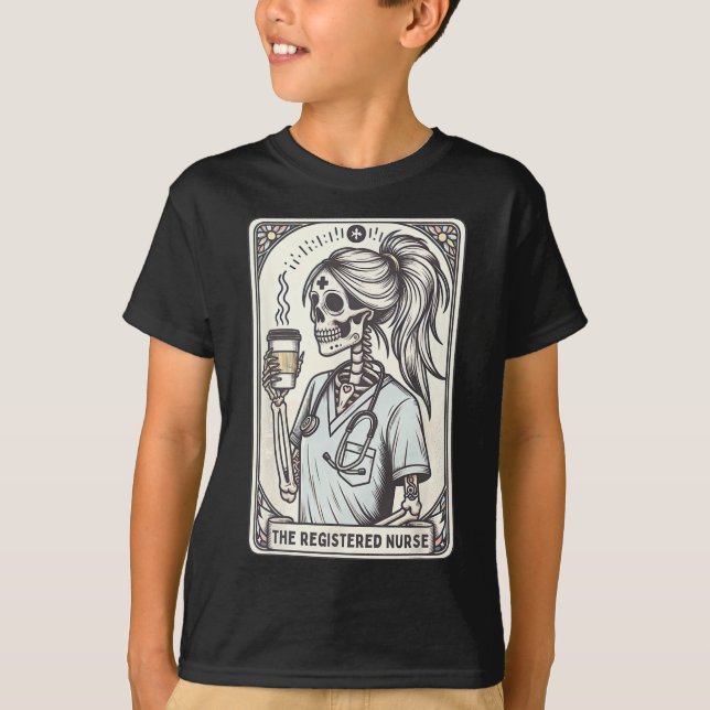 Camiseta La enfermera Tarot Card Skeleton Rn Nursin (Anverso)