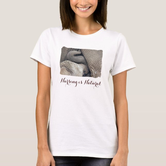 Camiseta La enfermería de amamantamiento linda del elefante (Anverso)