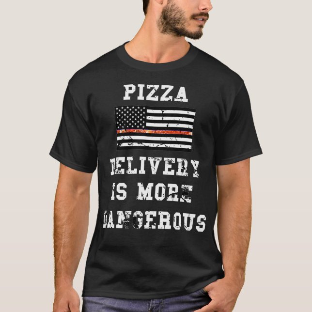 Camiseta La Entrega De Pizza Es Más Peligrosa - Línea Azul  (Anverso)